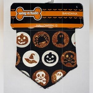 Wag-a-tude Dog Pet Glitter Halloween Bandana, Size S